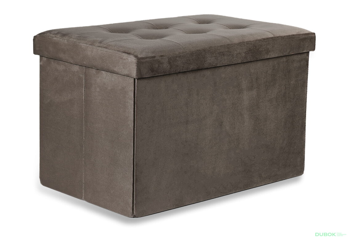 Puf skládací XL s knoflíky - 60x38x38 cm samet hnědý