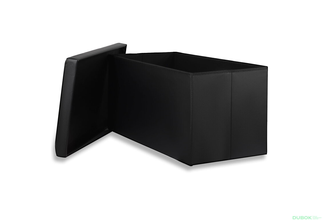 Obrázek 2 - Puf skládací XXL s knoflíky - 80x40x40 cm ekokůže černá