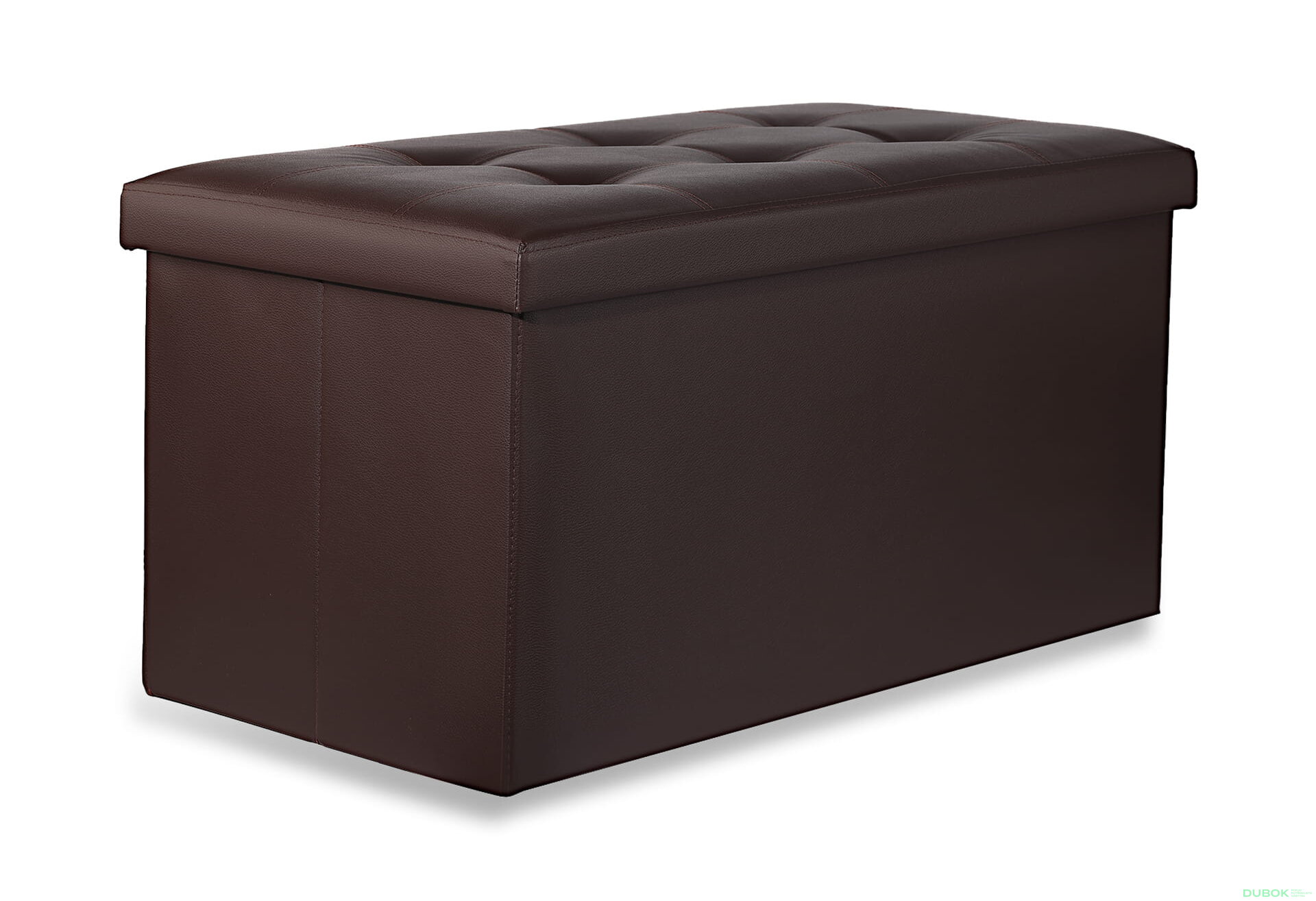 Obrázek 1 - Puf skládací XXL s knoflíky - 80x40x40 cm ekokůže hnědá