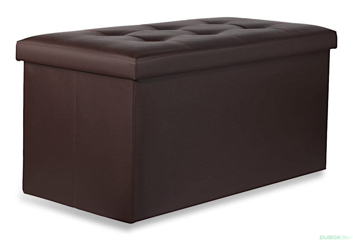 Puf skládací XXL s knoflíky - 80x40x40 cm ekokůže hnědá