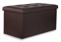 Obrázek 1 - Puf skládací XXL s knoflíky - 80x40x40 cm ekokůže hnědá