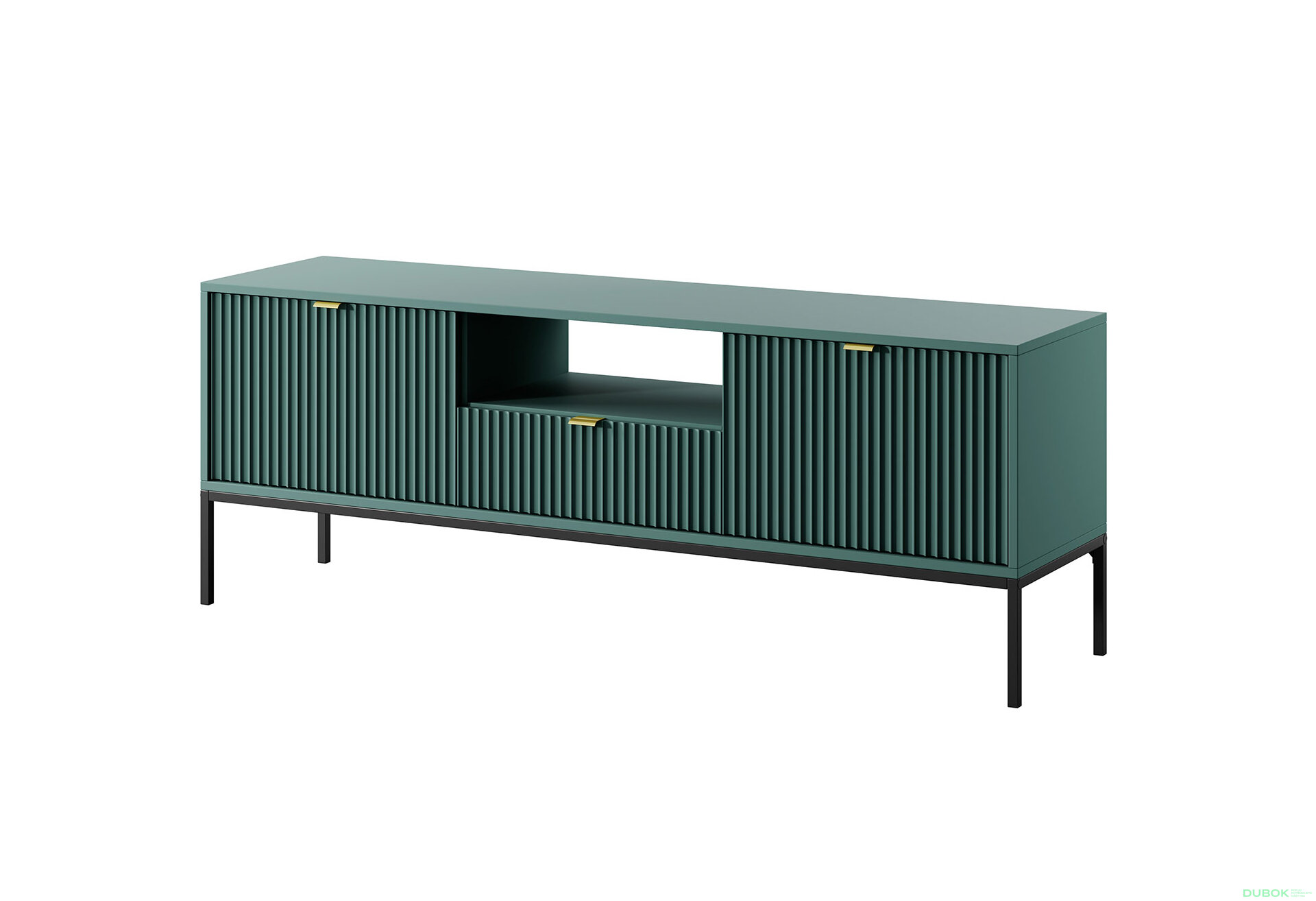 Obrázek 1 - TV stolek RTV154 zelený Nova Černé nohy / zlatý úchytky
