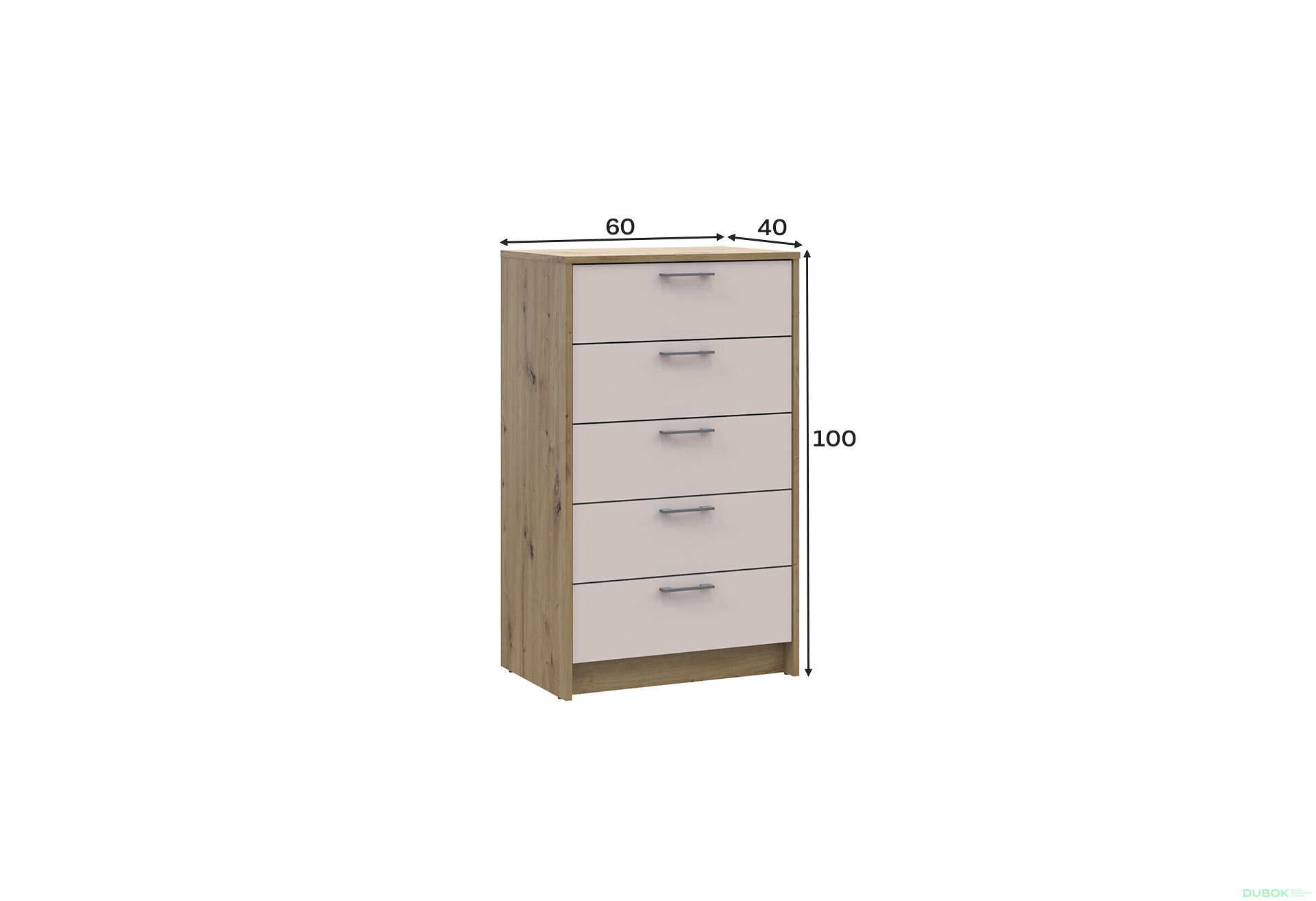 Obrázek 4 - Komoda Rondi 5 zásuvek 60х40х100 dub artisan / kašmír