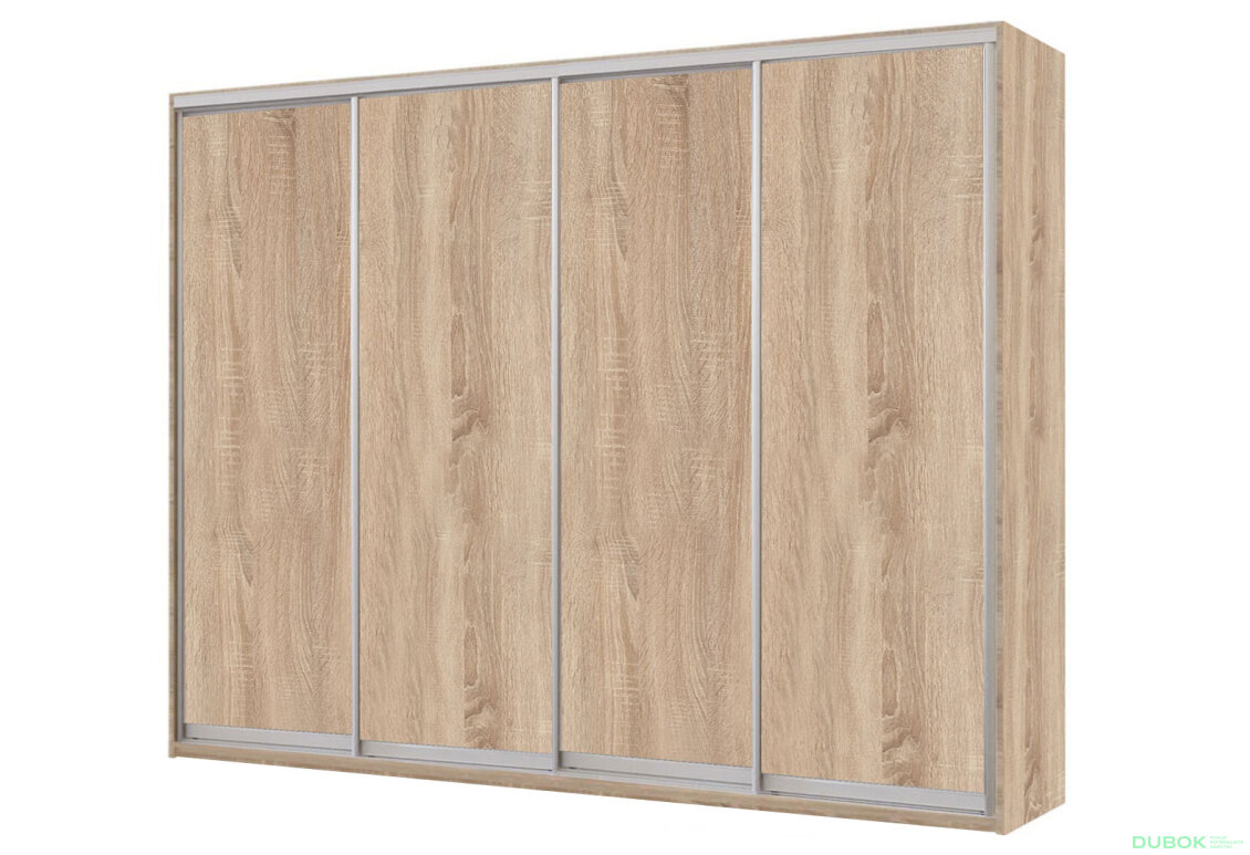 Skříň 4D 2500x2400x600, 4 DTD, Světlý dub sonoma