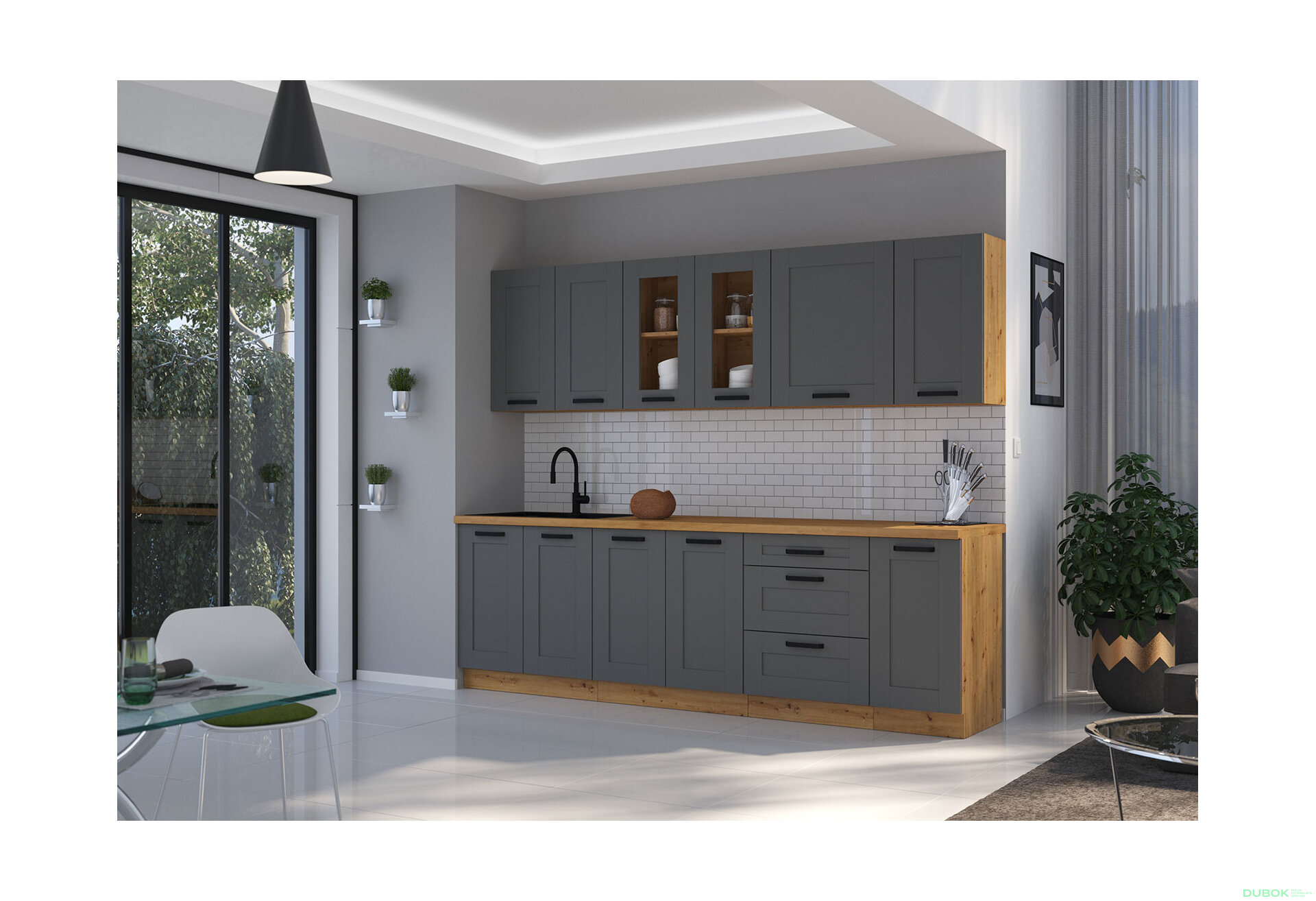 Obrázek 1 - Kuchyňská sestava 2.6 m Luna artisan / dust grey