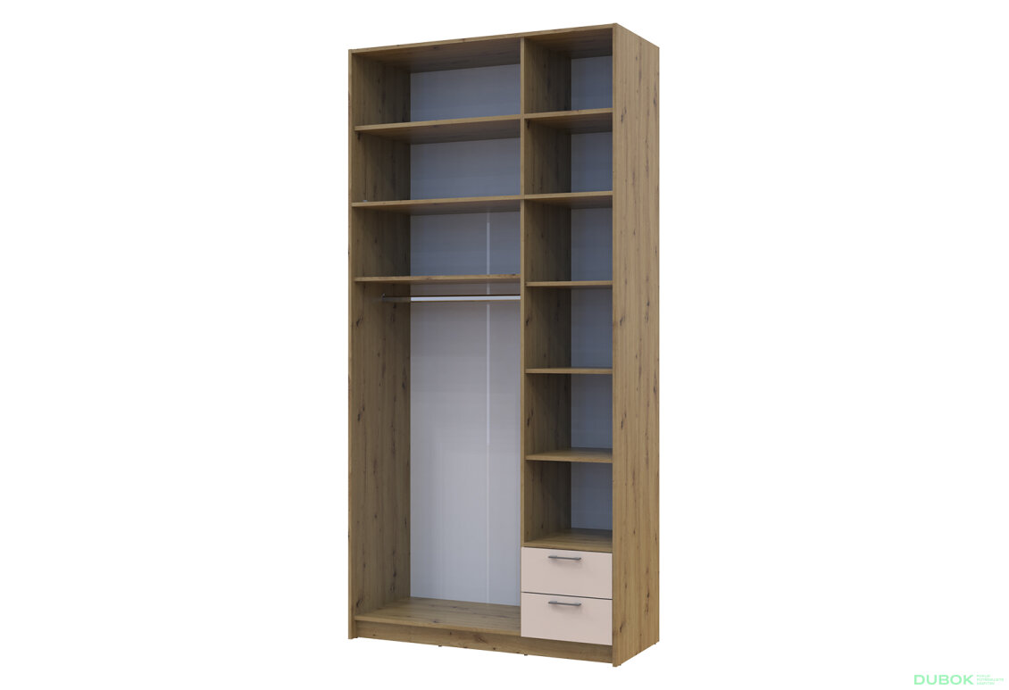 Obrázek 6 - Skříň Rondi s vysokým mezaninem, dub Artisan/kašmír, 3 ks, dřevotříska, 121x52x260
