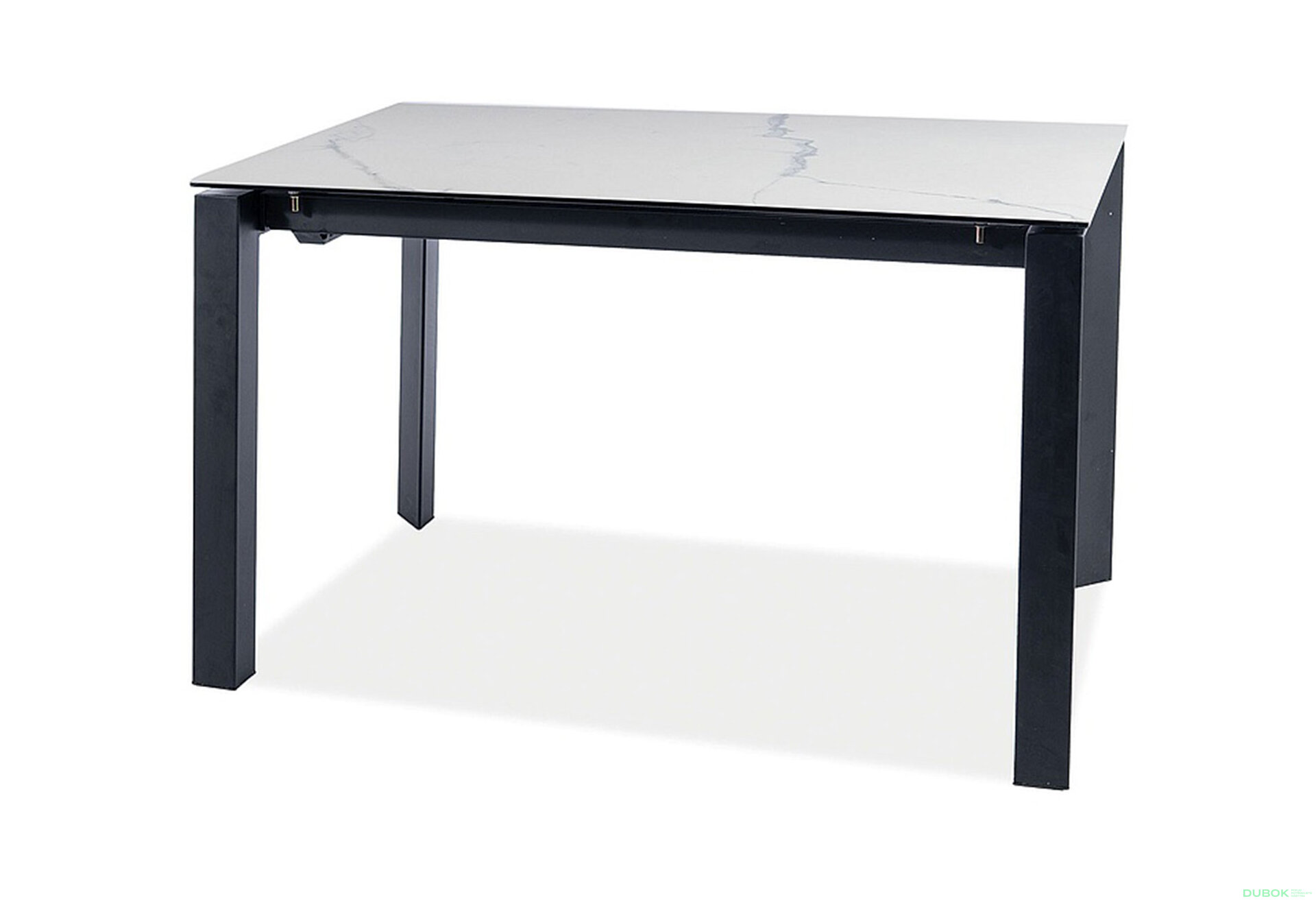 Obrázek 3027 - Stůl Metropol Ceramic 120(180)x80 biały + 4 židle Lilia Velvet černý Bluvel 19 / kov černá matná