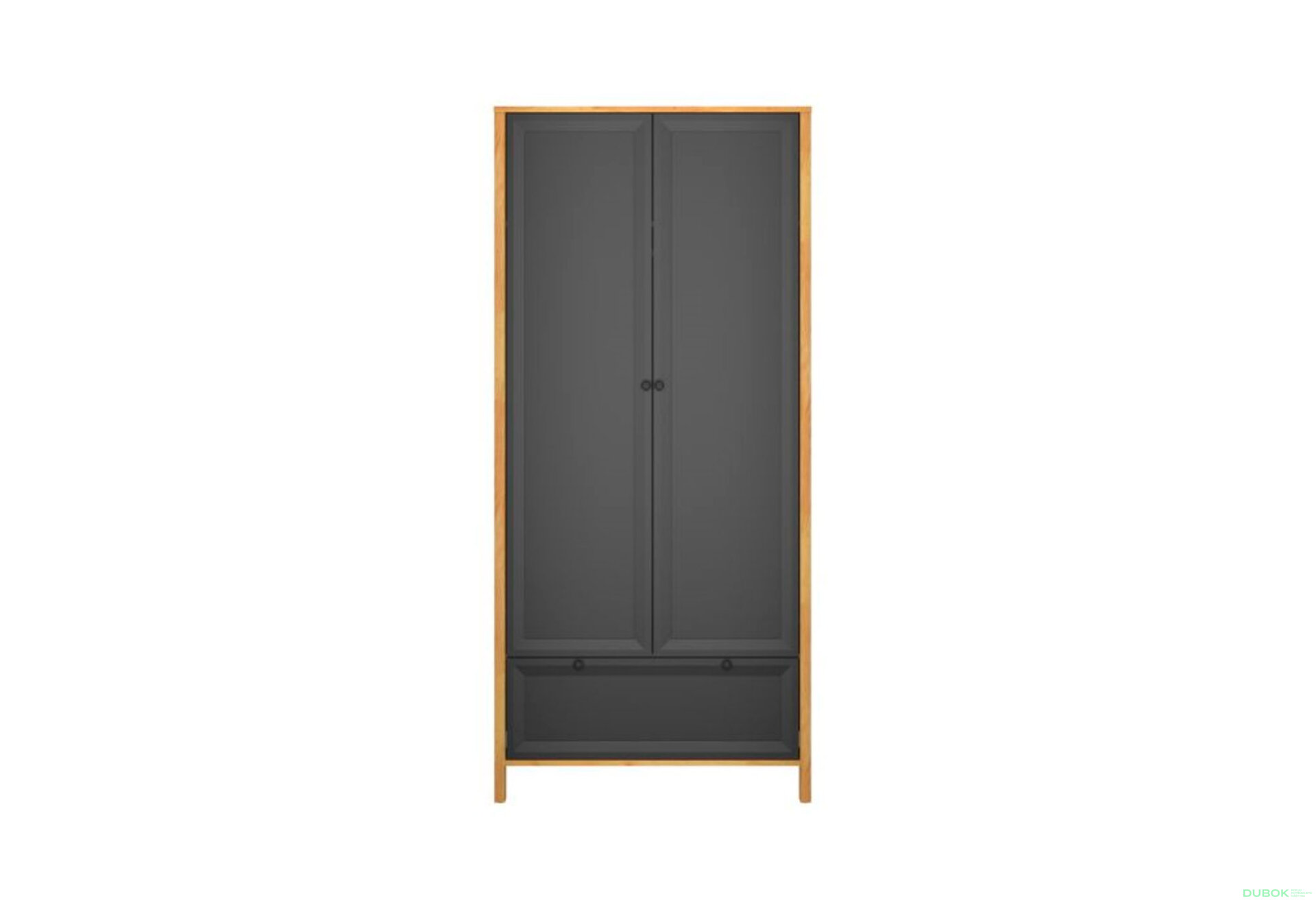 Obrázek 1 - Skříň dvoudveřová se zásuvkou Brent 88x193x55 cm Dub craft zlatý / Černý