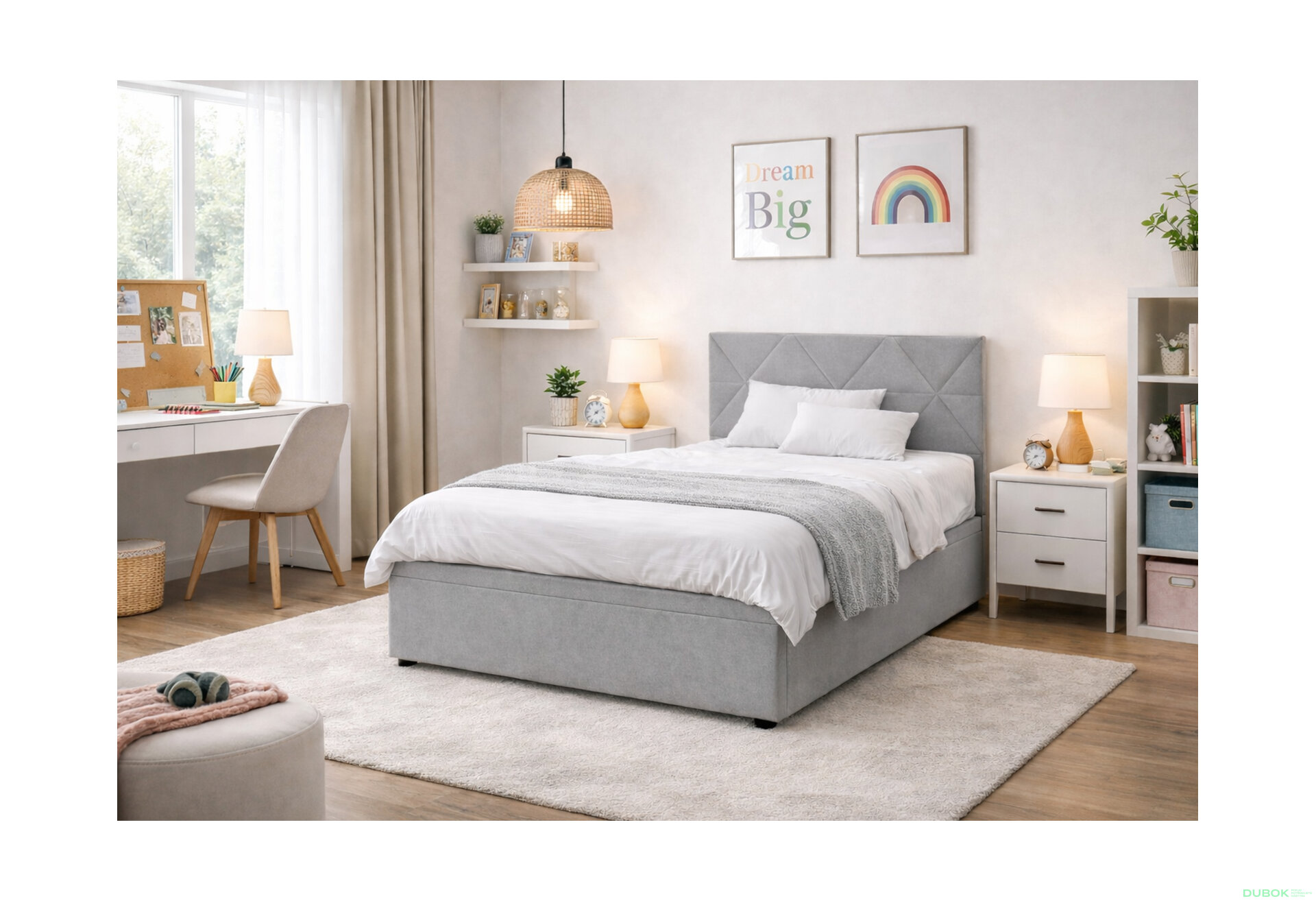 Obrázek 2 - Postel Fro Caro 120x200 s roštem, úložným prostorem Mono 246, šedá