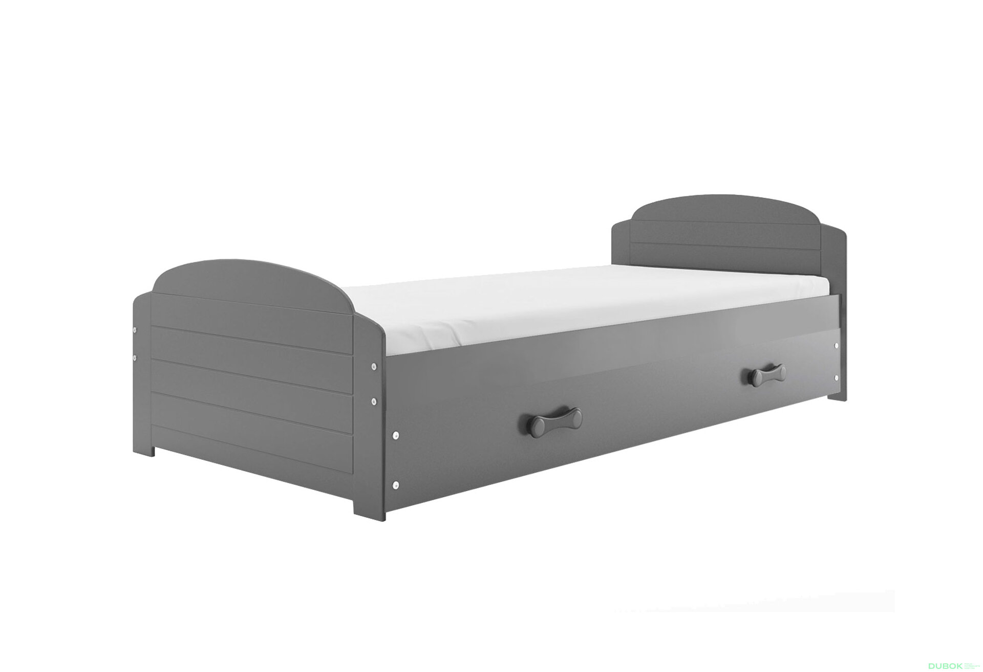 Obrázek 1 - Postel Lili grafit, zásuvka grafit 90x200 cm s roštem, matrací