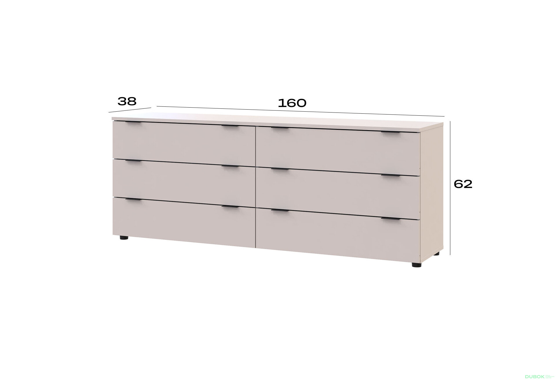 Obrázek 7 - Komoda Ron 9 s 6 zásuvkami 160х38х62 kašmír