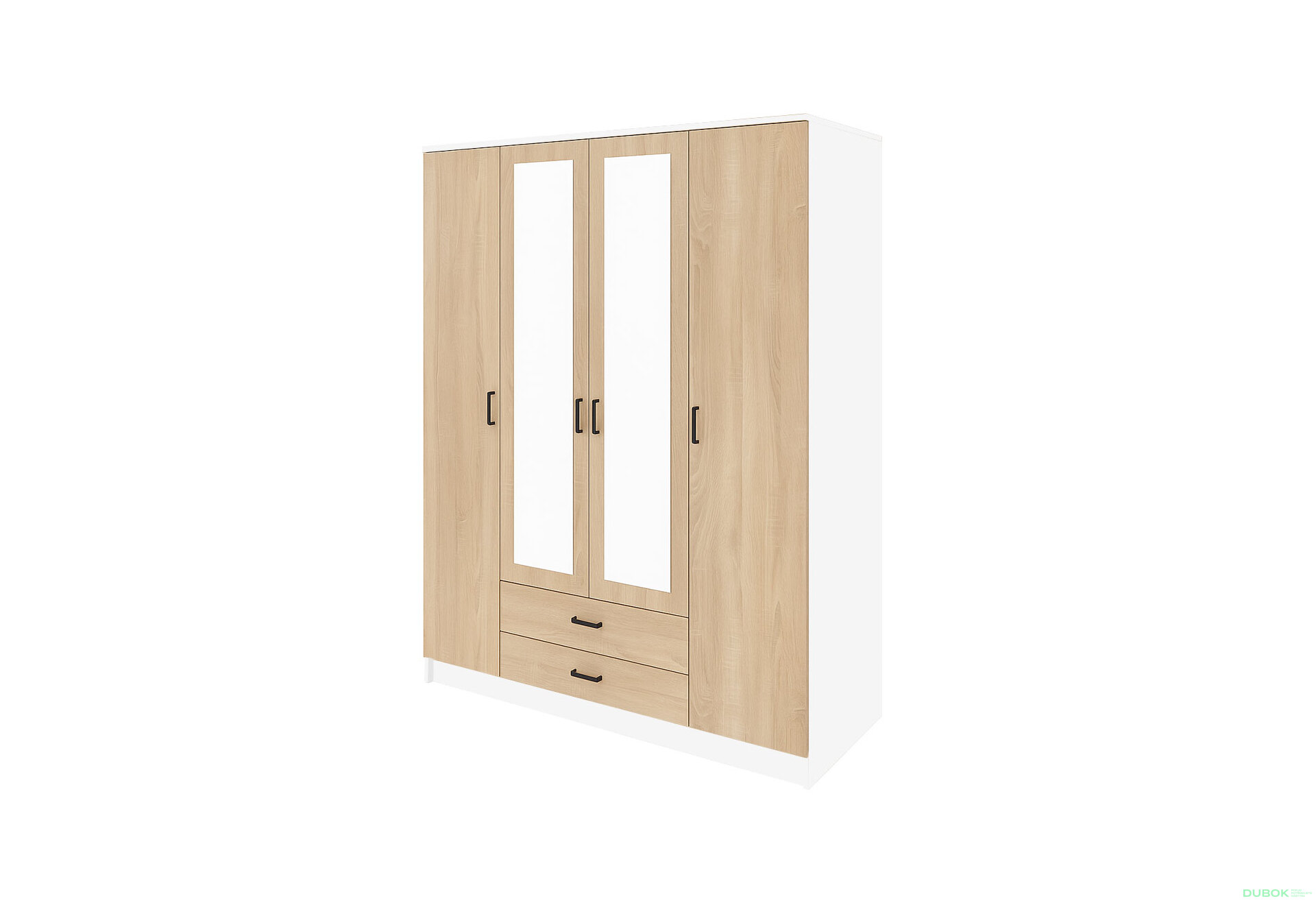 Obrázek 1 - Skříň se zrcadlem 4d2s bílá / dub sonoma Kami