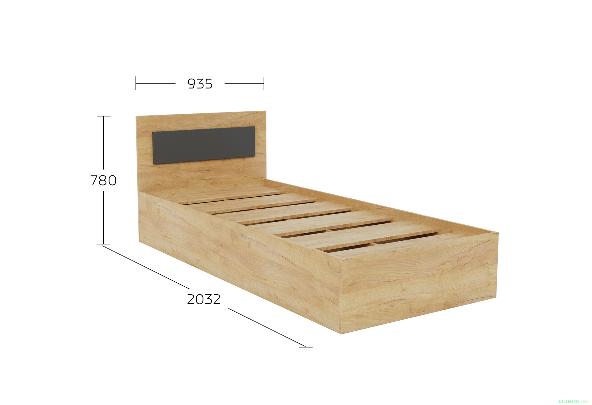 Obrázek 4 - Jednolůžková postel 90x200 dub kraft zlatý / šedý grafit Viva