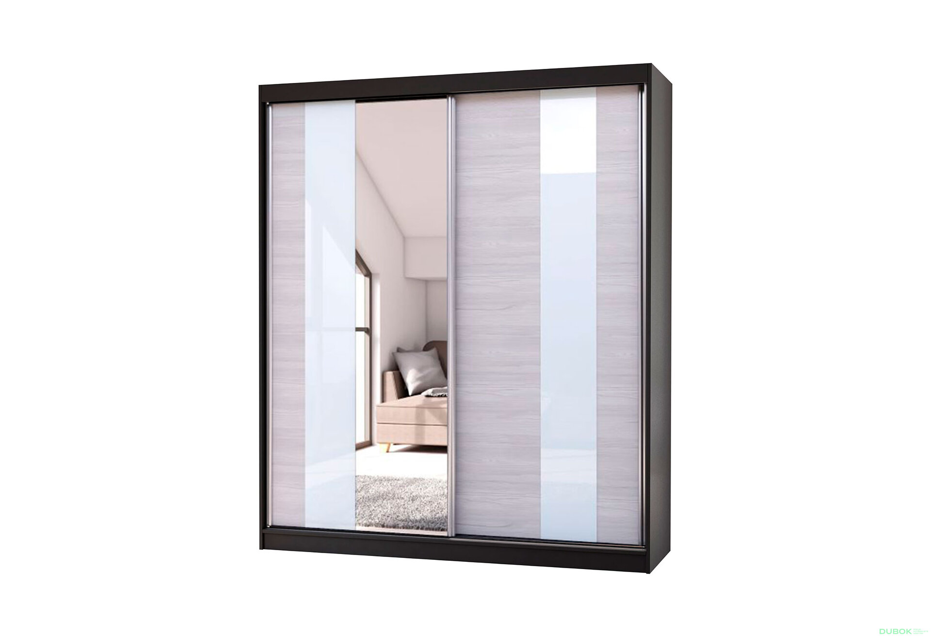 Obrázek 1 - Skříň Multi 32, 183 černá + fasáda kathult + lacobel + zrcadlo