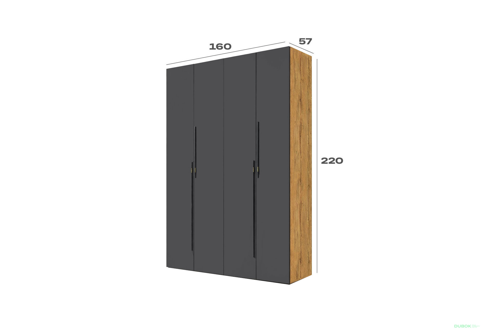 Obrázek 3 - Skříň 4D 160 cm dub appalačský / grafit Space