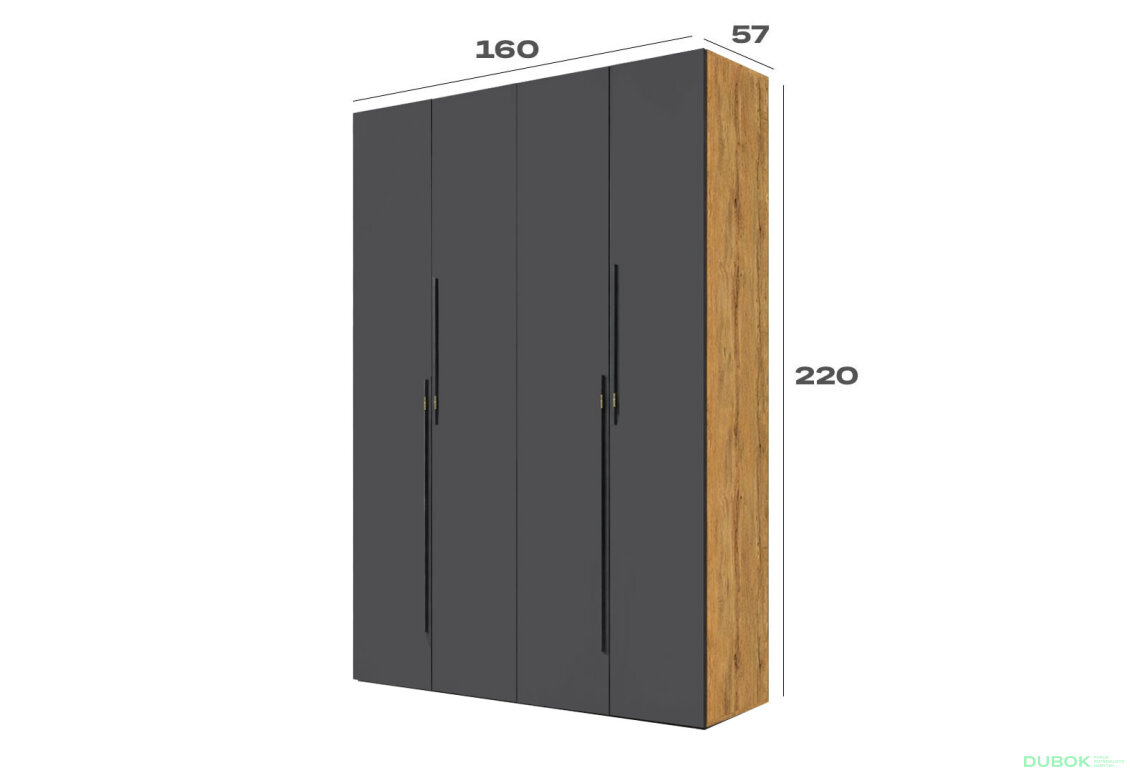 Obrázek 3 - Skříň 4D 160 cm dub appalačský / grafit Space