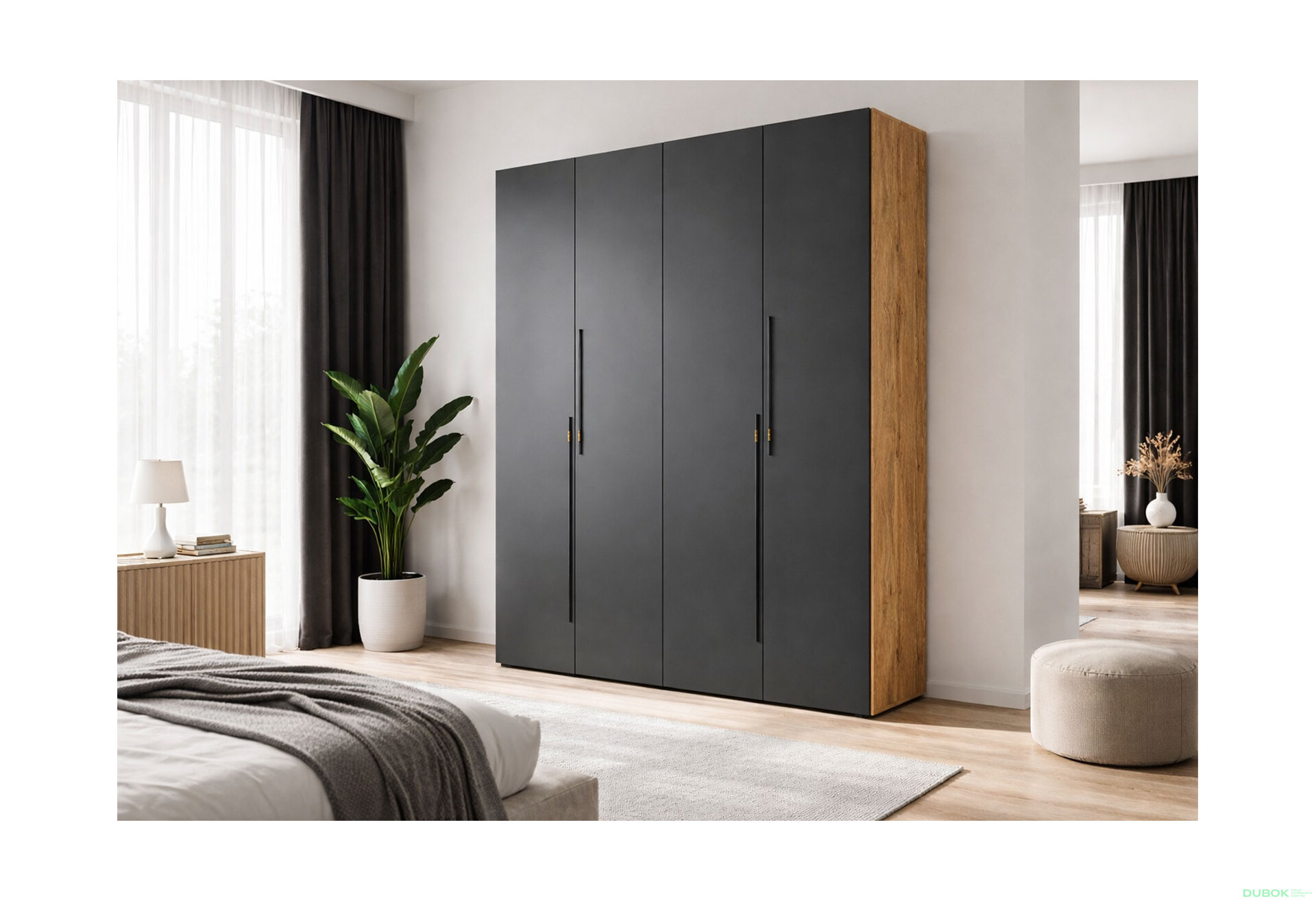 Obrázek 2 - Skříň 4D 160 cm dub appalačský / grafit Space