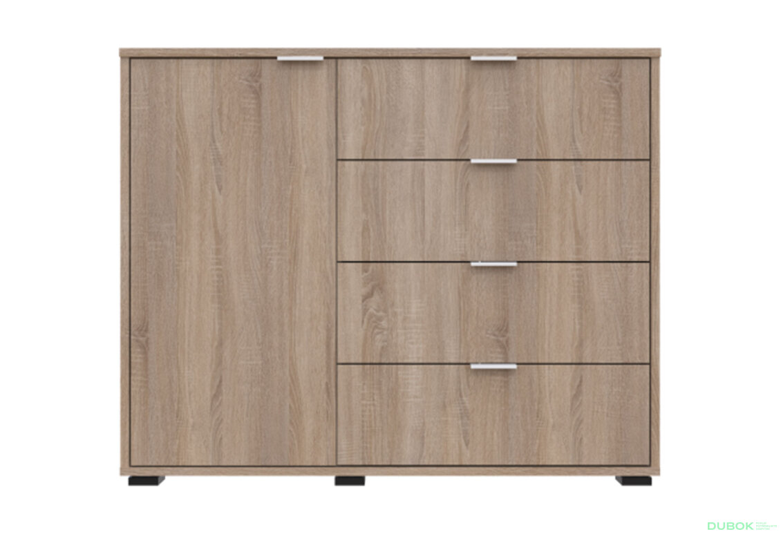 Obrázek 2 - Komoda s dvířky a 4 zásuvkami GC1 100 cm Gelar Dub sonoma