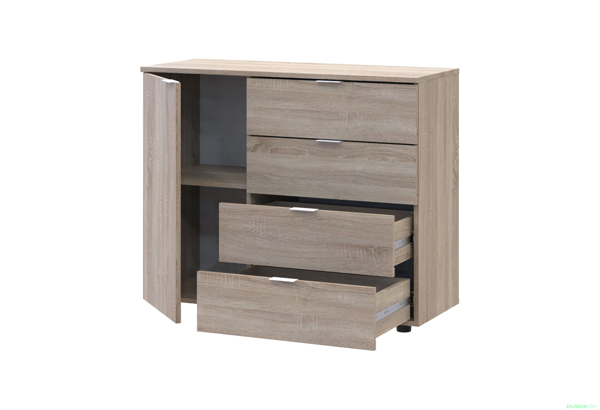 Obrázek 4 - Komoda s dvířky a 4 zásuvkami GC1 100 cm Gelar Dub sonoma