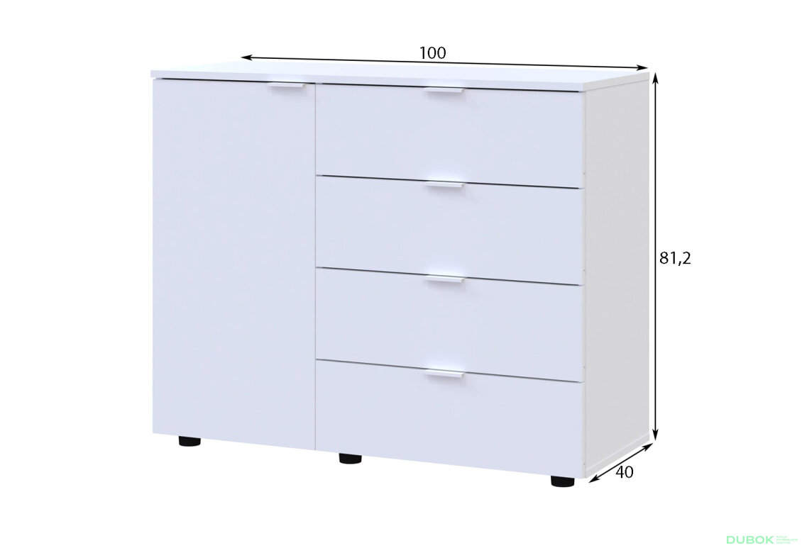 Obrázek 5 - Komoda s dvířky a 4 zásuvkami GC1 100 cm Gelar Dub sonoma