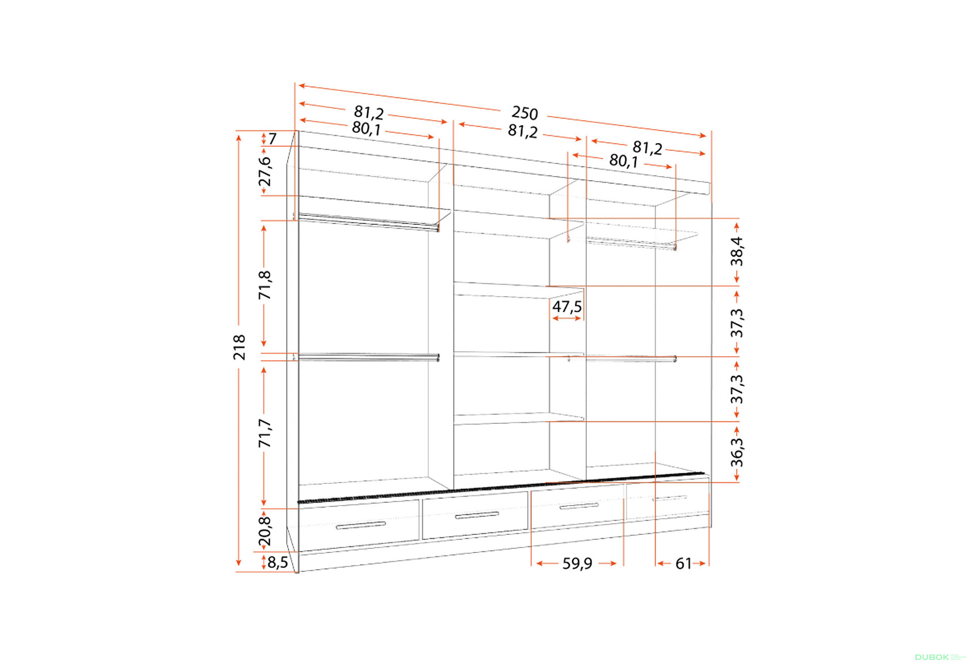 Obrázek 4 - Skříň Florence 3D 250 matná šedá