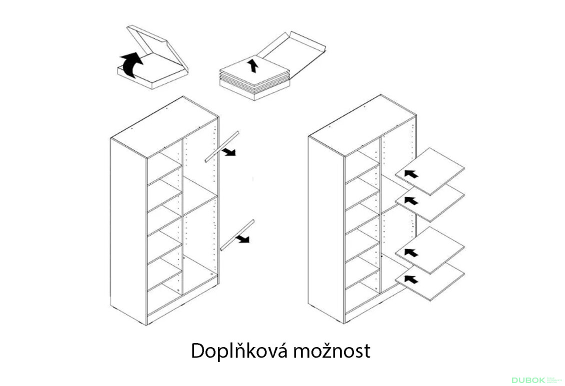 Obrázek 4 - Skříň 2D šedý platinový, fasády Flutes Sandbox