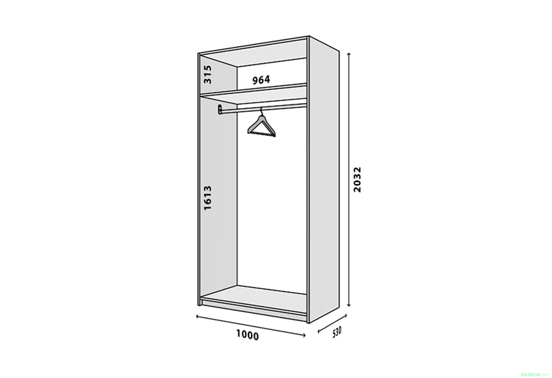 Obrázek 2 - Modul №2 ŠU-1000*2050 DTD 18 mm bílý