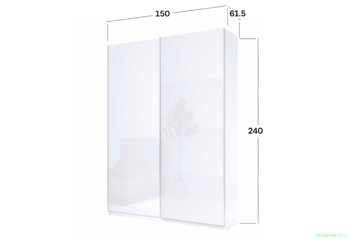 Obrázek 4 - Skříň s posuvnými dveřmi 1,5x2,4 m (Dveře Lesklá Bílá), série N Family