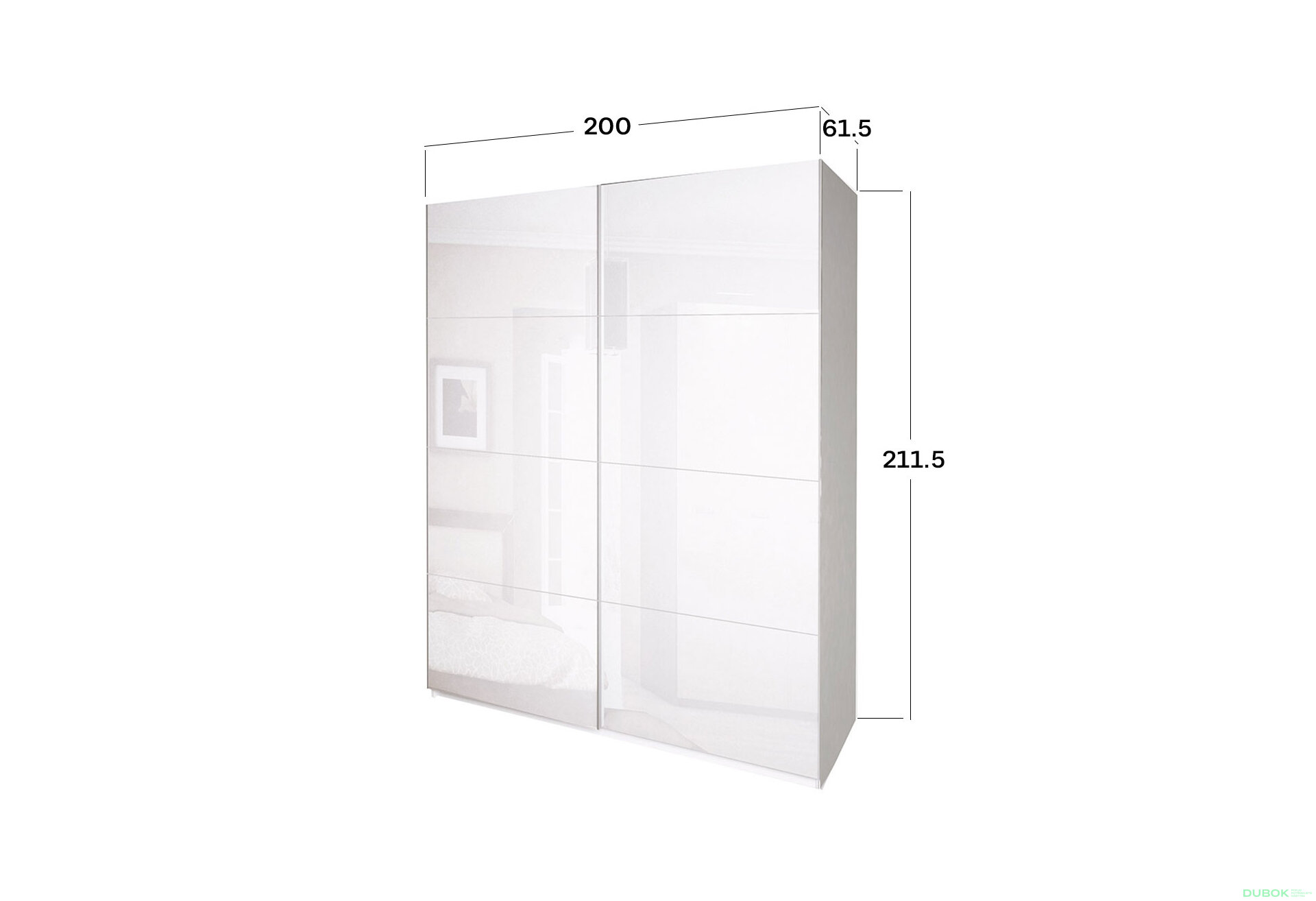 Obrázek 3 - Skříň s posuvnými dveřmi 2,0x2,1m (Dveře Lesklé Bílé), série N Family