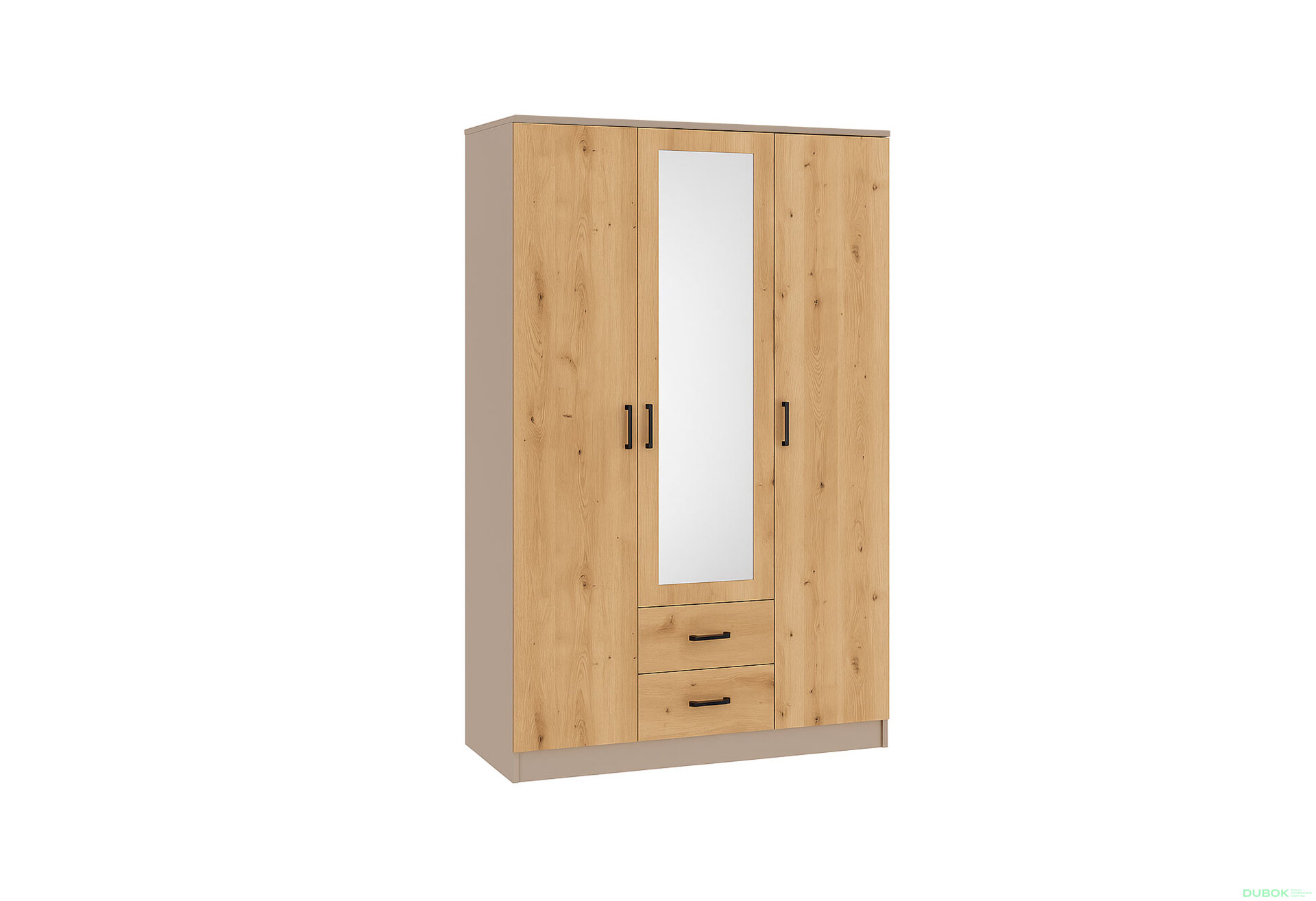 Obrázek 1 - Skříň se zrcadlem 3d2s kašmír / dub artisan Kami