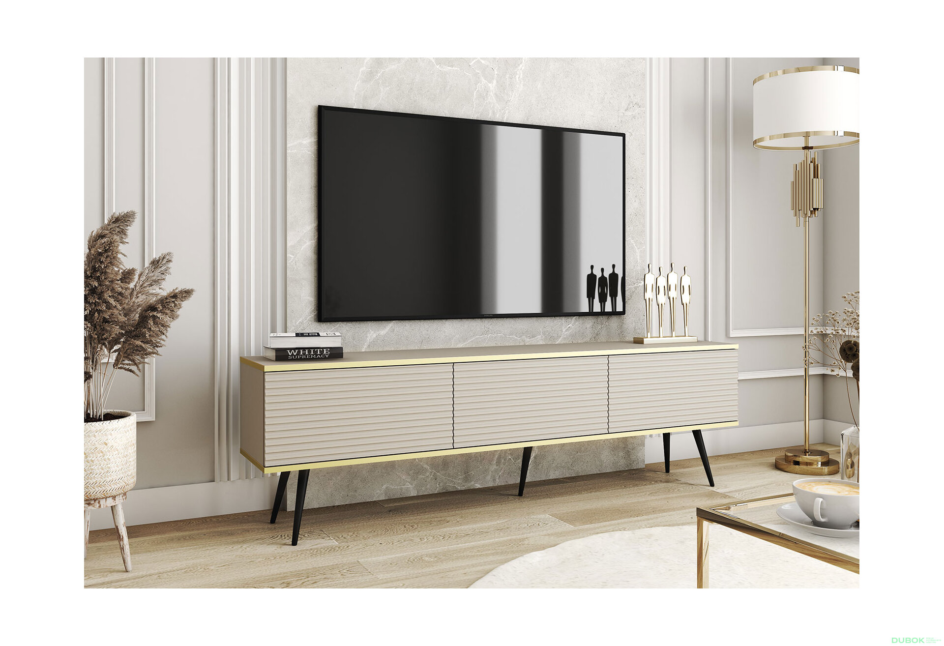 Obrázek 2 - TV stolek RTV 175 MDF béžový, černé nohy Oro