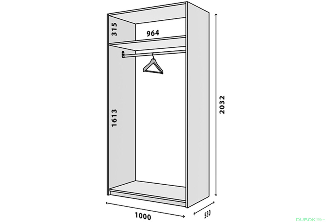 Obrázek 2 - Modul №2 ŠU-1000*2050 DTD 18 mm dub appalache