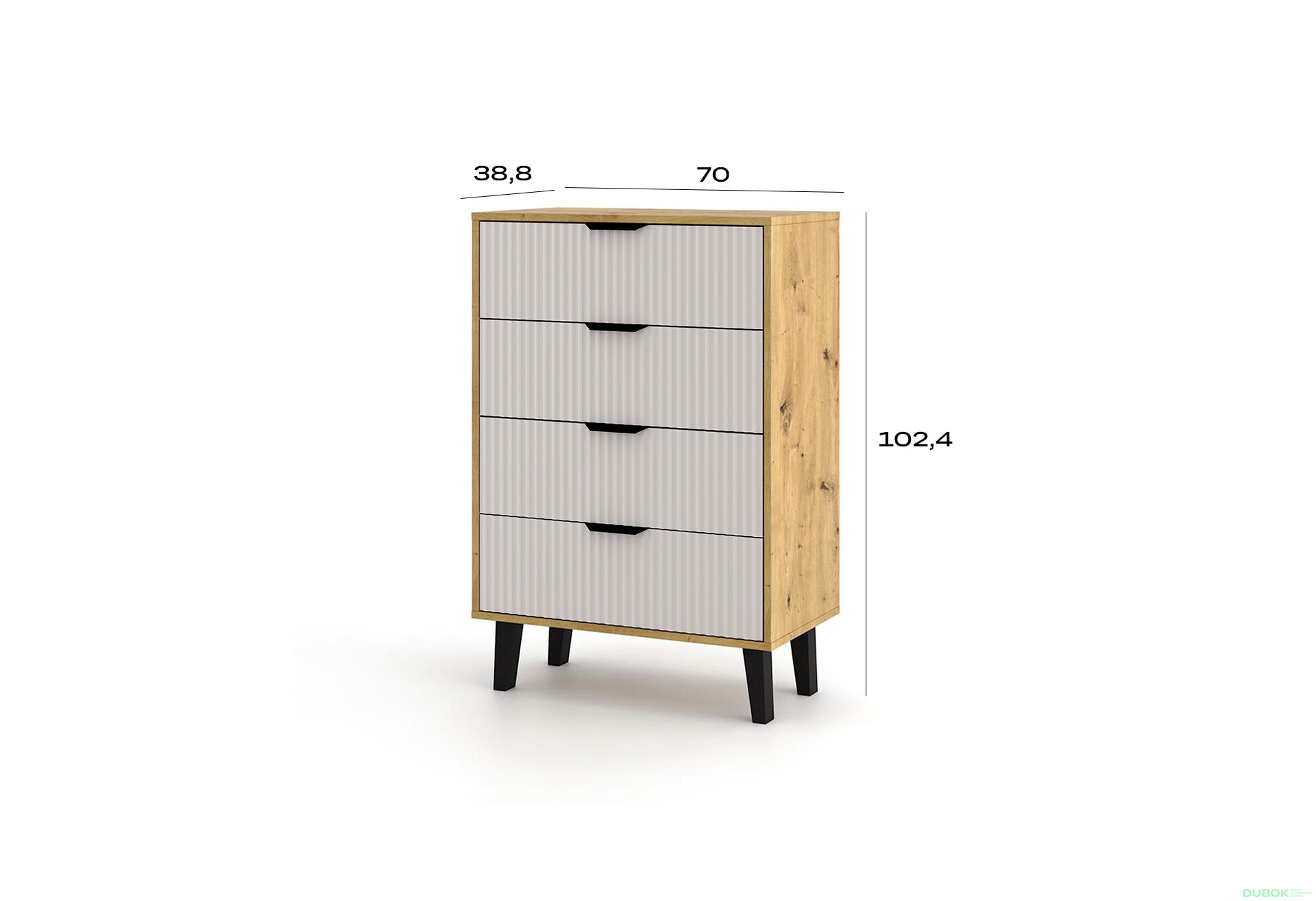Obrázek 4 - Komoda Borg Duo 4Š dub artisan / kašmír
