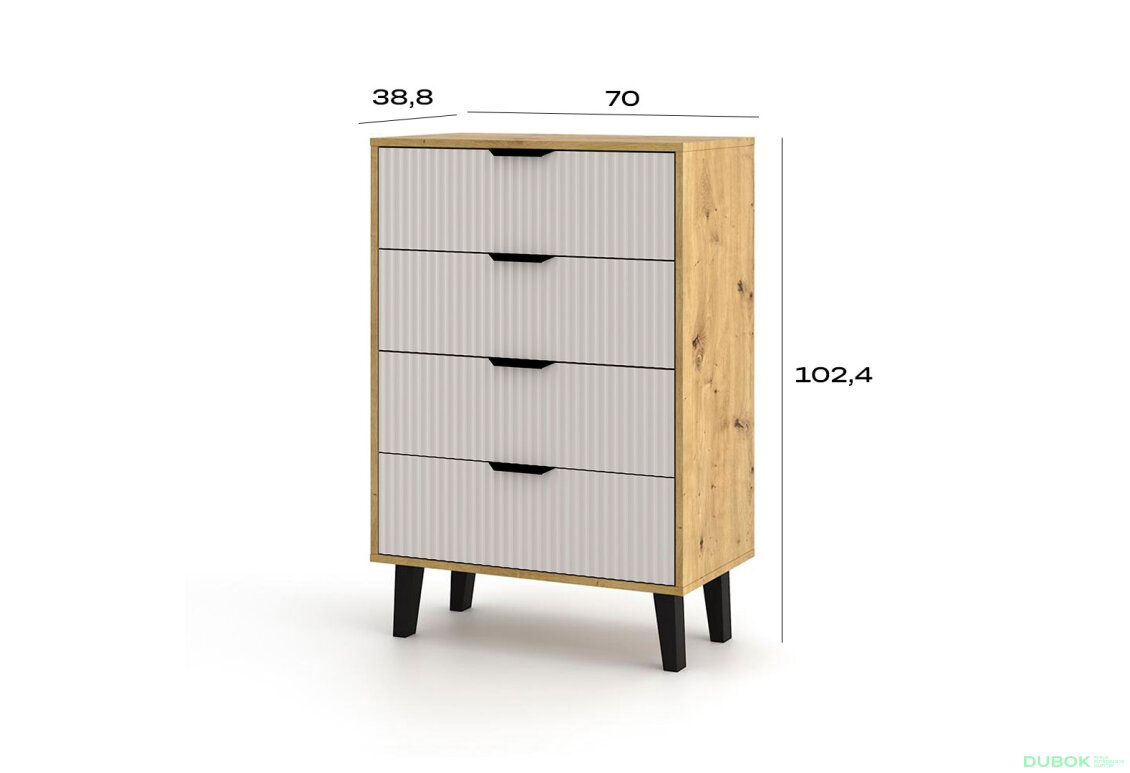 Obrázek 4 - Komoda Borg Duo 4Š dub artisan / kašmír