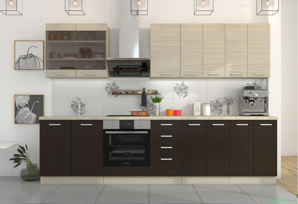 Kuchyňská sestava 3.0 m (I) Chamonix dub ferrara / tmavé legno