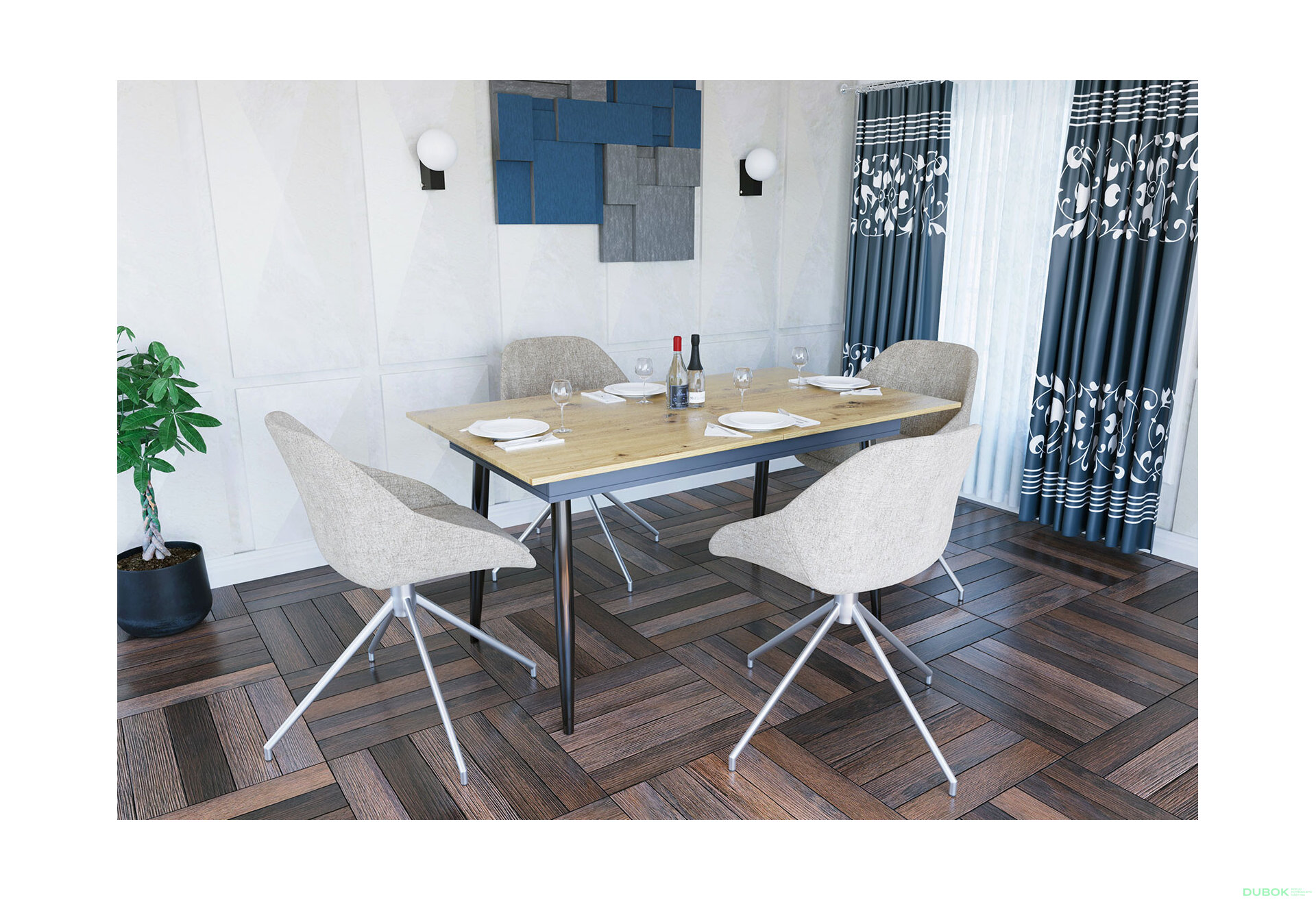 Obrázek 3 - Rozkládací stůl City 150x85 cm Dub artisan / Antracit Vystavený kus