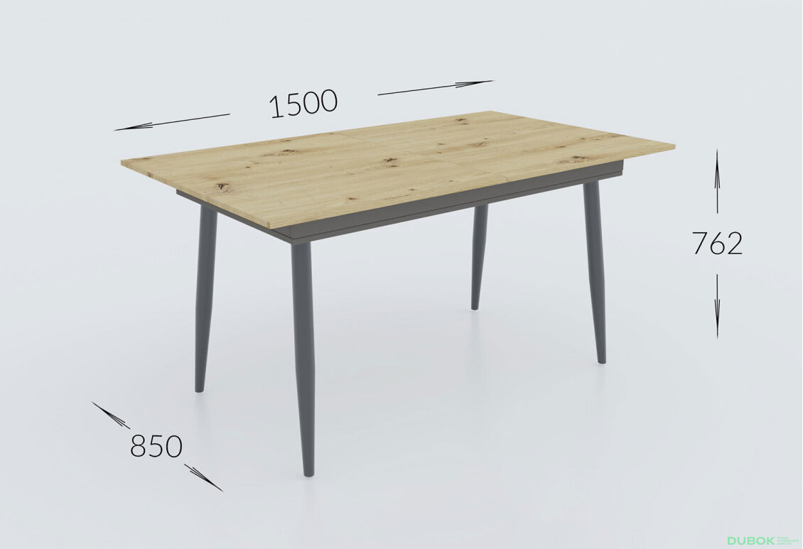 Obrázek 4 - Rozkládací stůl City 150x85 cm Dub artisan / Antracit Vystavený kus