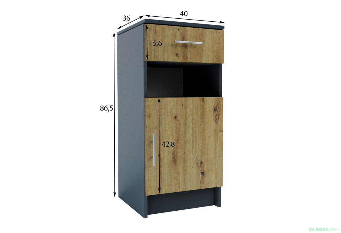 Obrázek 2 - Skříňka Stephanie 40x86,5x36 cm Antracit / Dub artisan