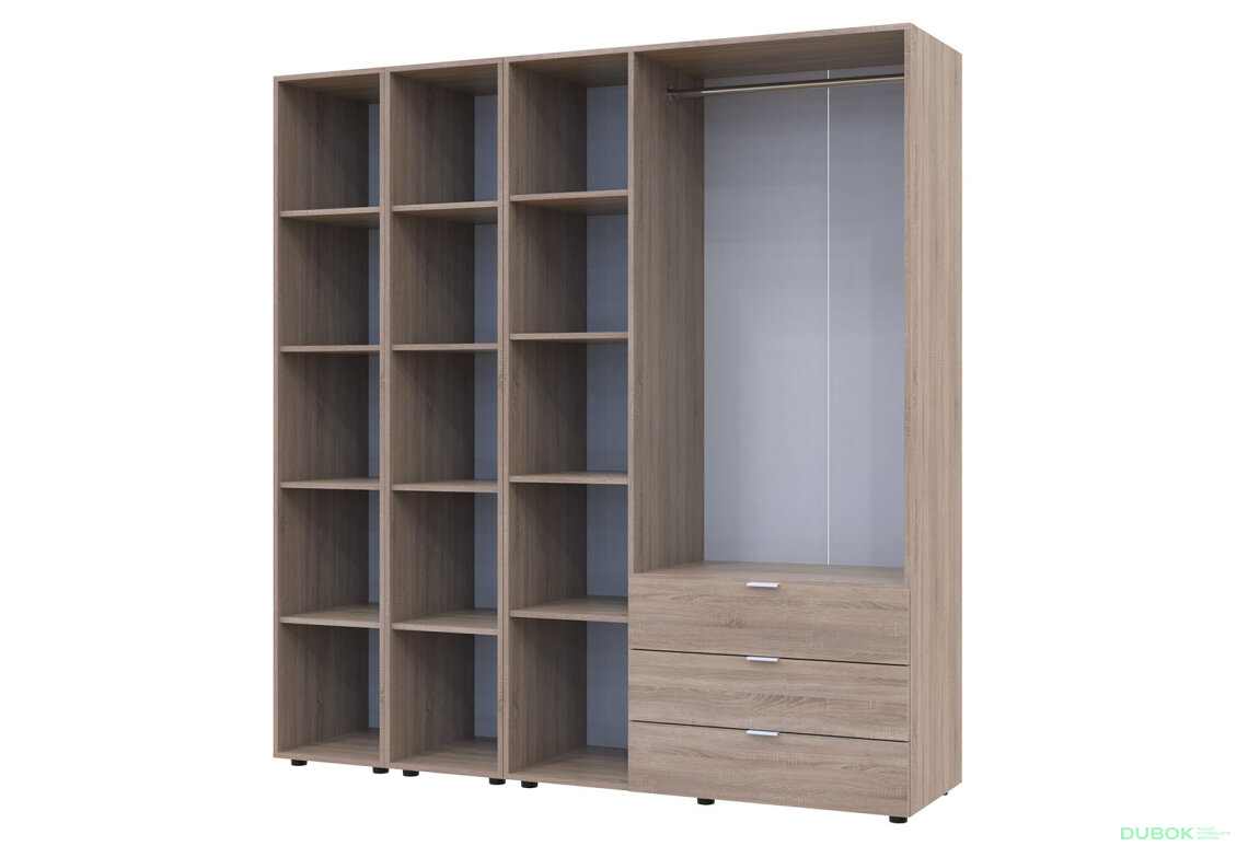 Obrázek 3 - Skříň třídveřová se 2 regály Gelar 192.6 cm Dub sonoma