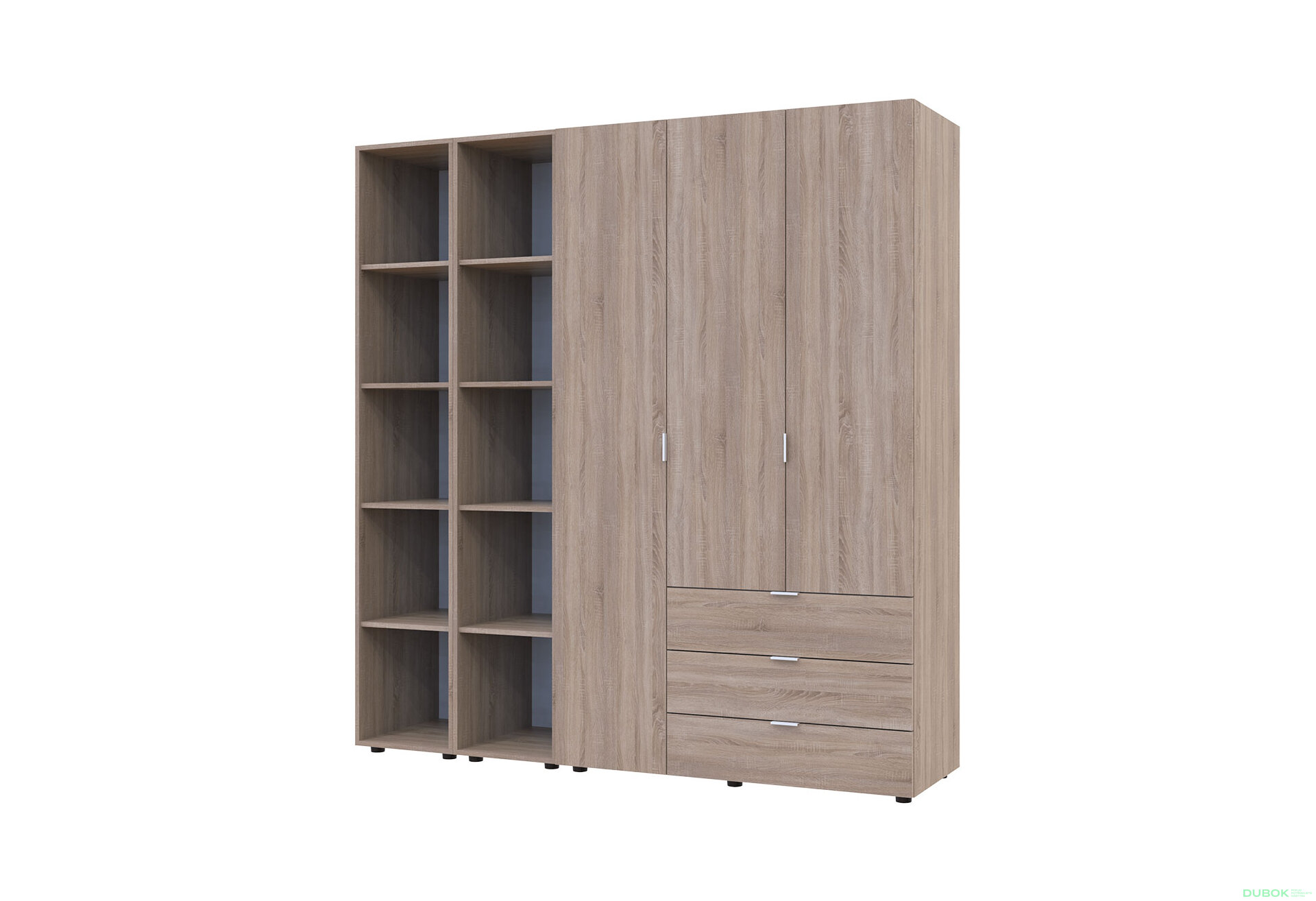 Obrázek 2 - Skříň třídveřová se 2 regály Gelar 192.6 cm Dub sonoma