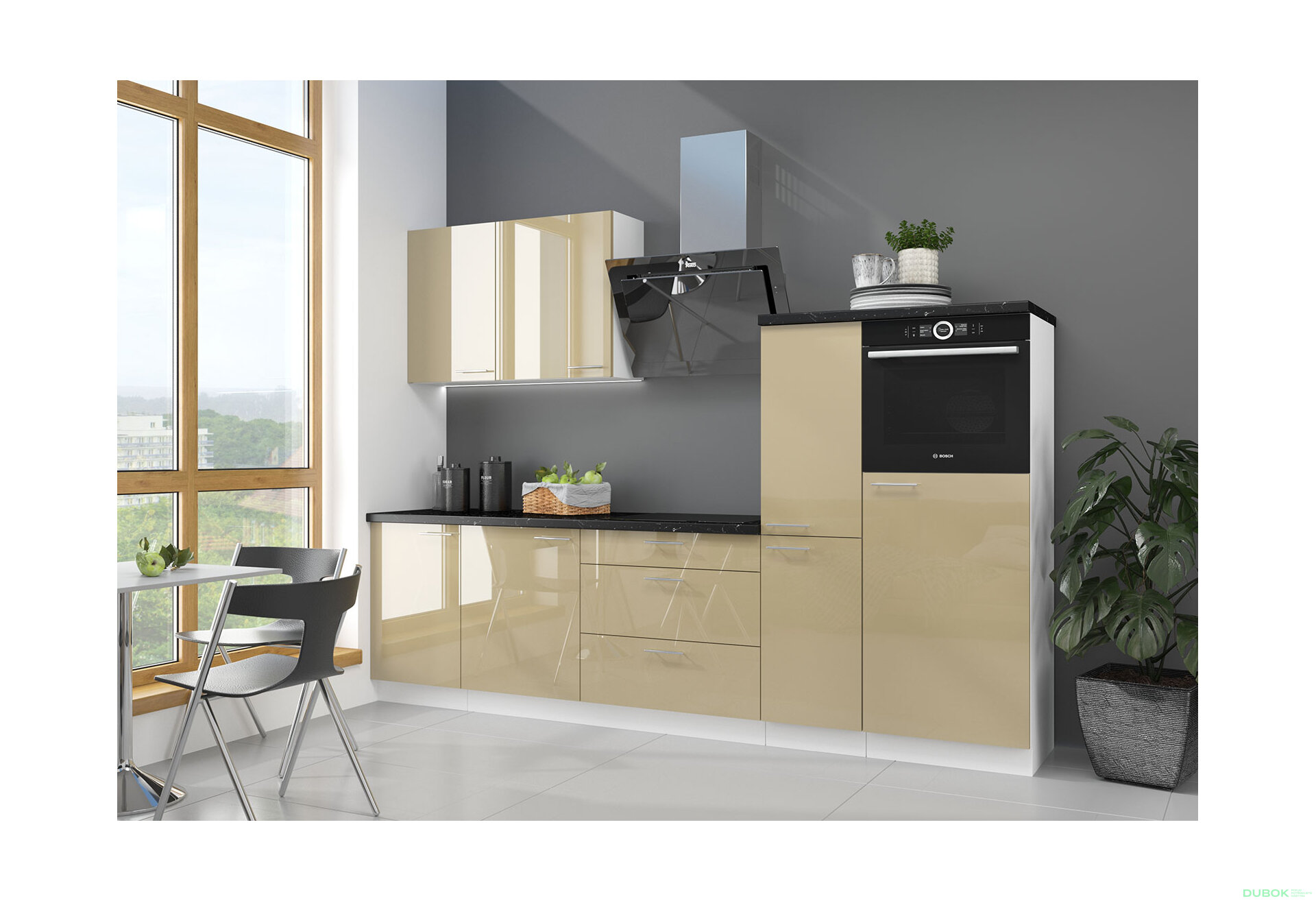 Obrázek 1 - Kuchyňská sestava 2.5 m Lara bílý / cappuccino lesk