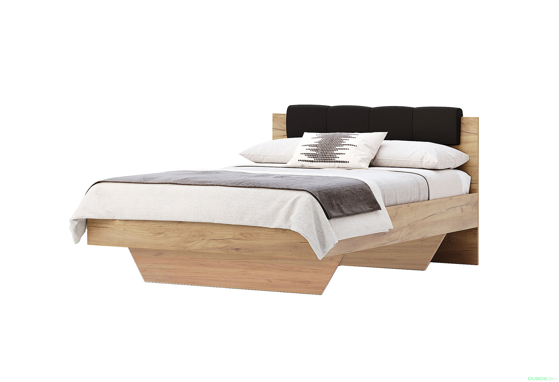 Obrázek 1 - Postel 140x200, čalouněné čelo (bez rámu) Lava / dub kraft Luna