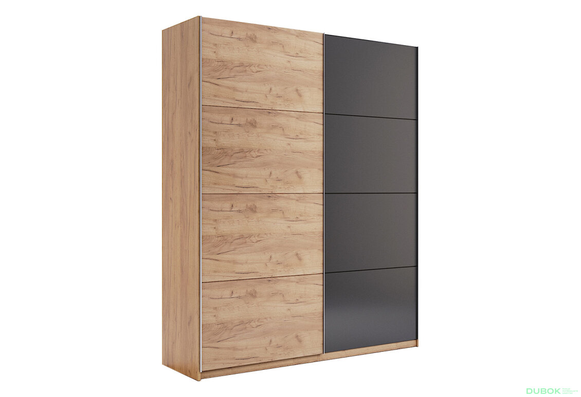 Obrázek 2 - Skříň s posuvnými dveřmi 1.5x2.1m (Dveře Dub Kraft/Mat Láva), série N Luna