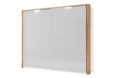 Záclonová tyč s osvětlením ke skříni s posuvnými dveřmi 2.5x2.1 m, Lava / dub kraft Luna