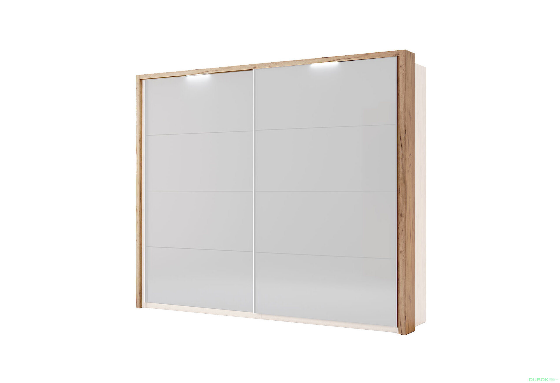 Obrázek 1 - Záclonová tyč s osvětlením ke skříni s posuvnými dveřmi 2.5x2.1 m, Lava / dub kraft Luna