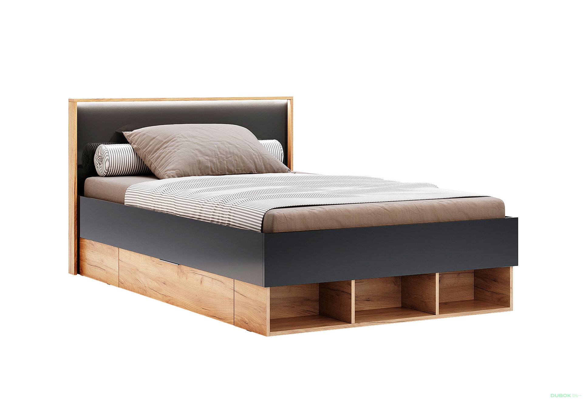 Obrázek 1 - Postel Junior 1,4x2,0 s šuplíky Lava / dub kraft Luna