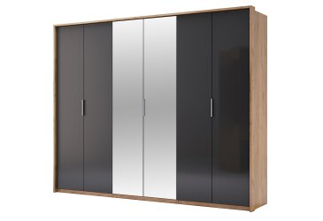 Skříň 6D se zrcadly, série N Lava / dub kraft Luna