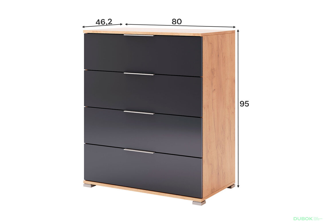 Obrázek 3 - Komoda Junior 4šu Lava / dub kraft Luna