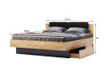Obrázek 3 - Postel 160x200, čalouněné čelo se šuplíky (bez rámu) Lava / dub kraft Luna