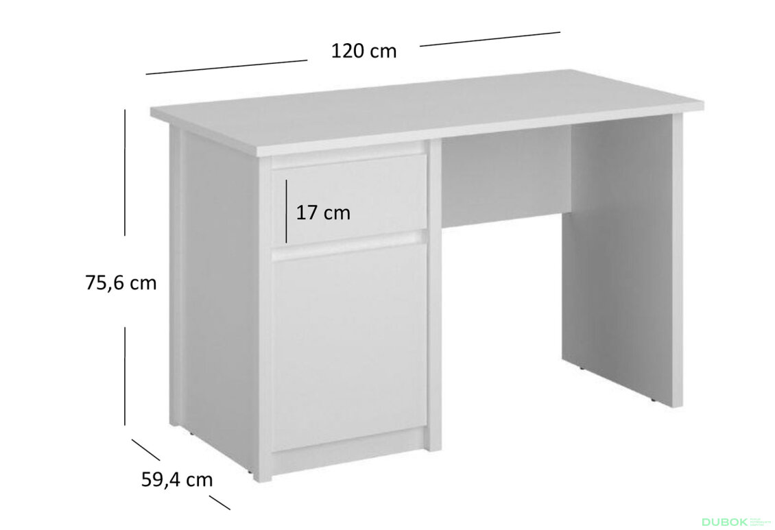 Obrázek 5 - Psací stůl 1d1s/120 bílý Erden